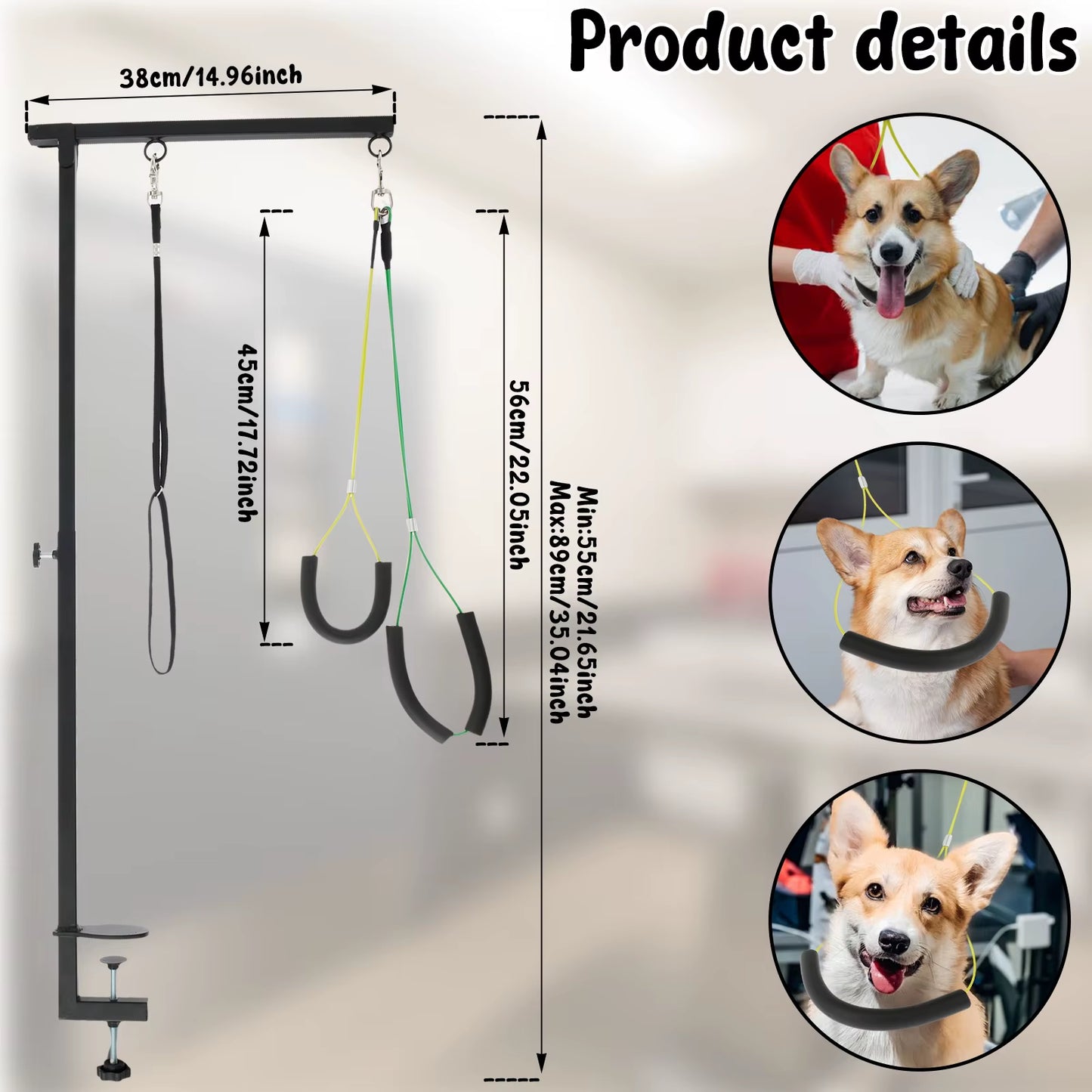 Adjustable Dog Grooming Table Arm with Clamp - Professional Pet Grooming Stand for Nail Clipping and Haircuts
