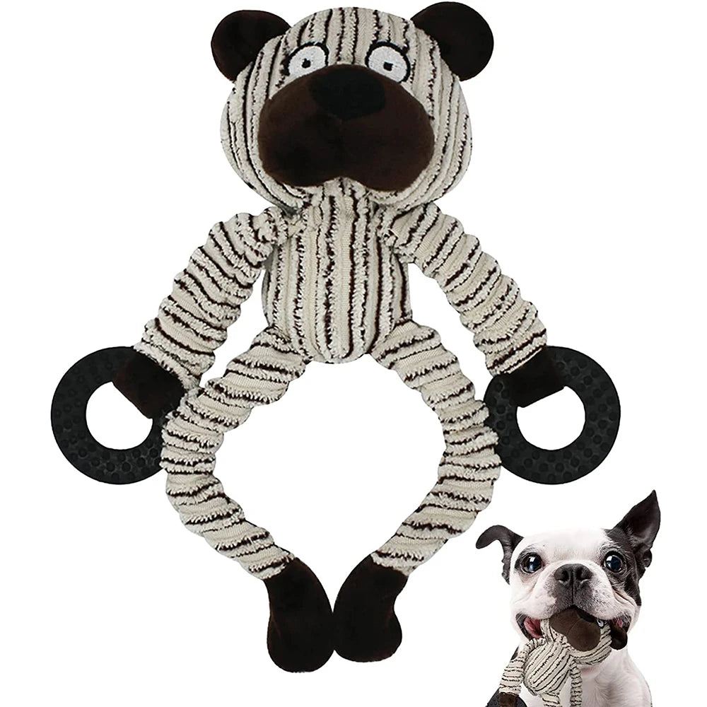 Plush Squeaky Puppy Chew Toys for Teething and Training - Interactive Toys for Small Dogs Featuring Adorable Monkey Design