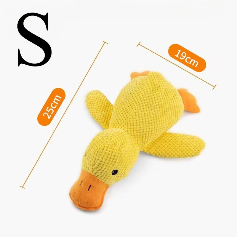 Durable Plush Duck Dog Toy with Quacking Sound - Chew-Resistant Companion for Small and Large Dogs, Promotes Teeth Grinding Relief