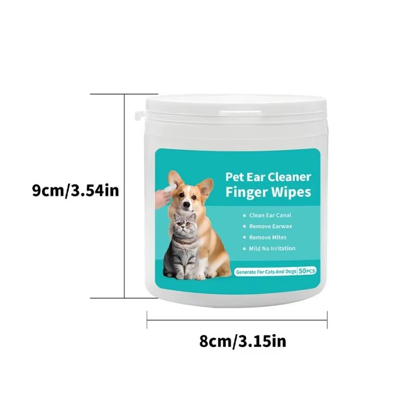 Disposable Pet Ear Cleaning Wipes with Finger Covers for Convenient Ear Care and Mite Removal in Dogs