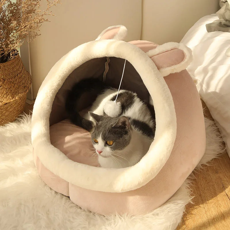 Premium Foldable and Washable Deep Sleep Pet Bed for Cats and Small Dogs - Cartoon Design with Removable Cover