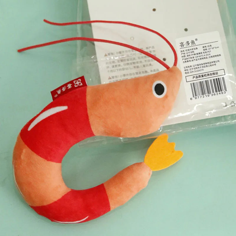 Interactive Plush Cat Chew Kicker Toys with Catnip - Simulation Shrimp Design for Indoor Cats and Kittens