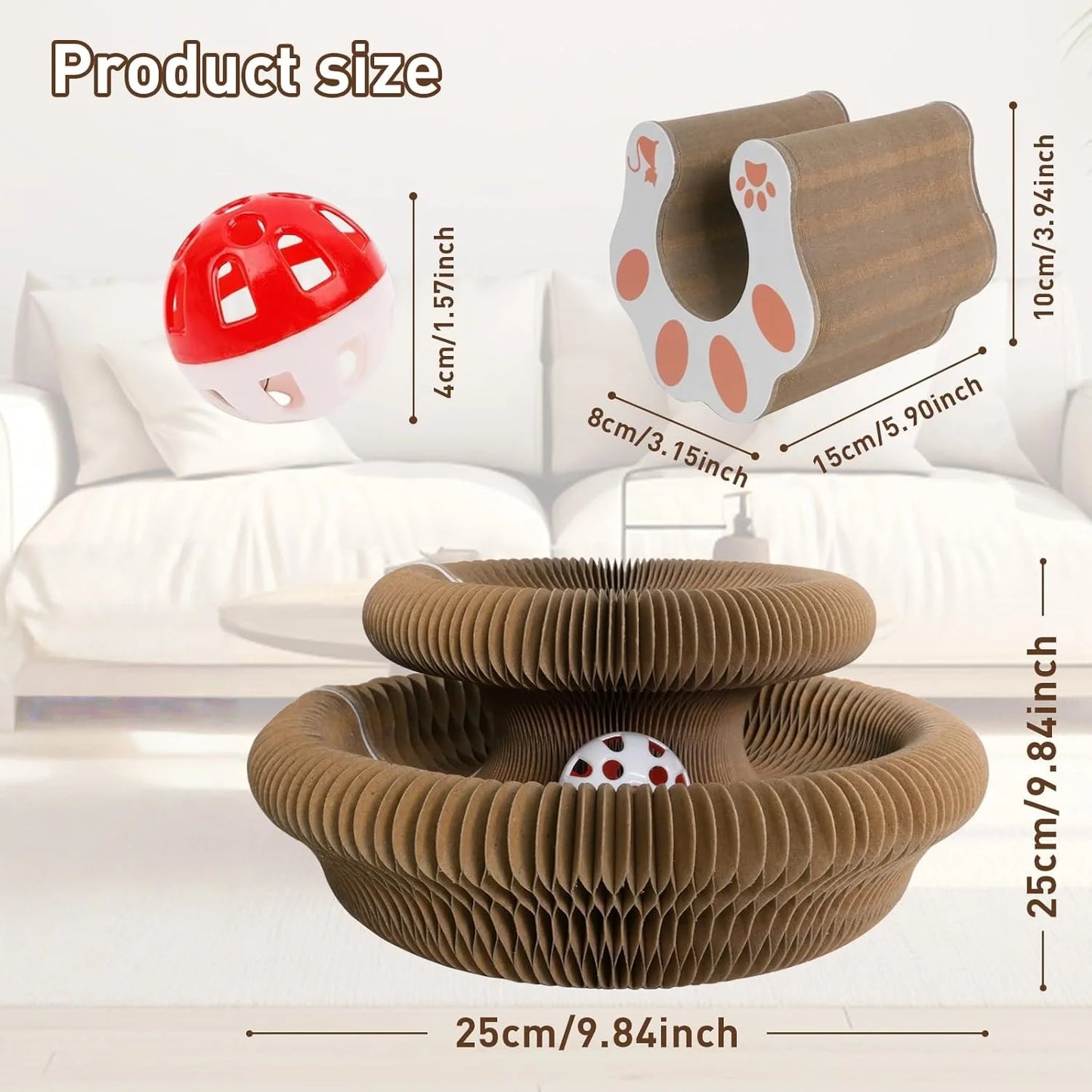 Cat Scratching Board and Interactive Toy - Foldable Recyclable Accordion Cardboard for Indoor Use