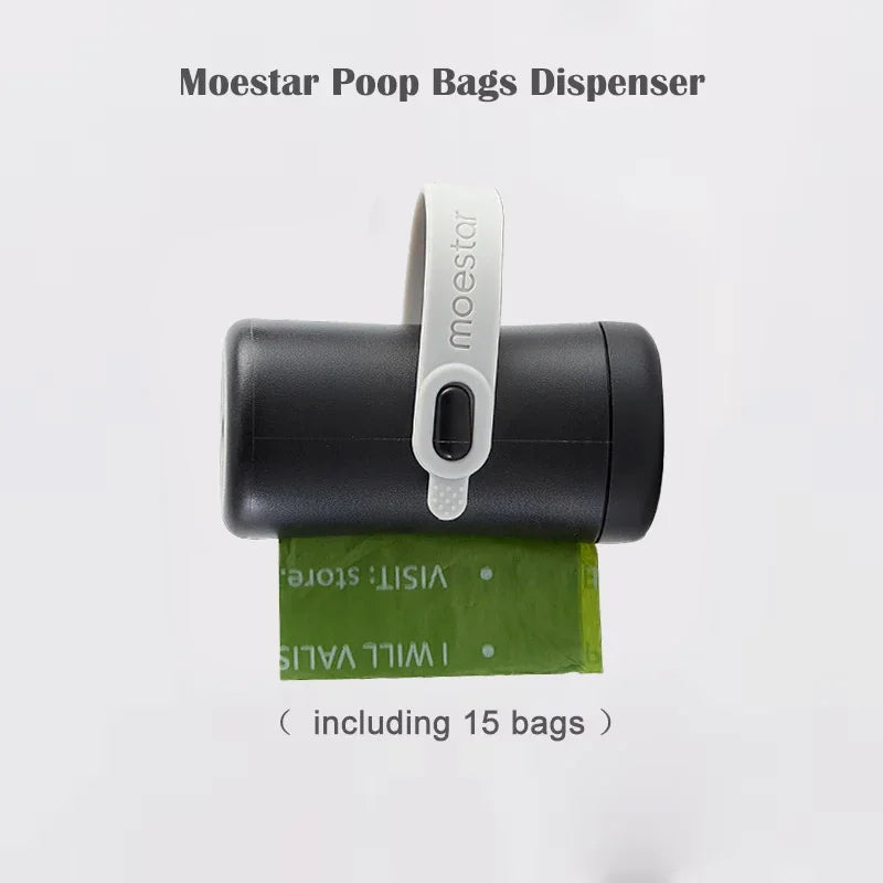 Pet Leash Accessory: Poop Bag Dispenser with Extension Belt for Two Replaceable Bags for Convenient Pet Walking - Moestar
