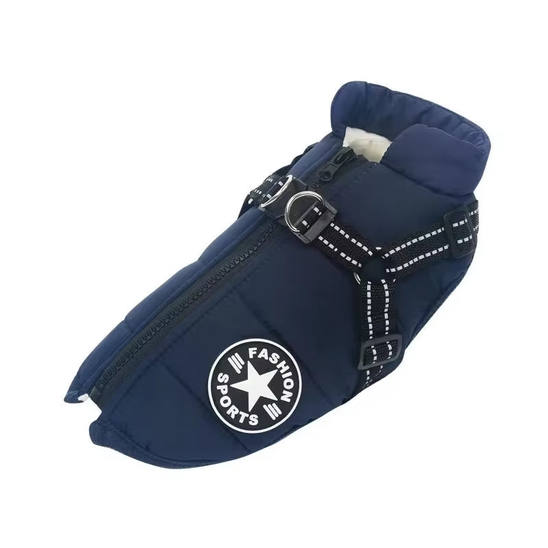 Premium Waterproof Dog Jacket with Integrated Harness - Winter Coat for Large Breeds Including Labrador, Chihuahua, and French Bulldog