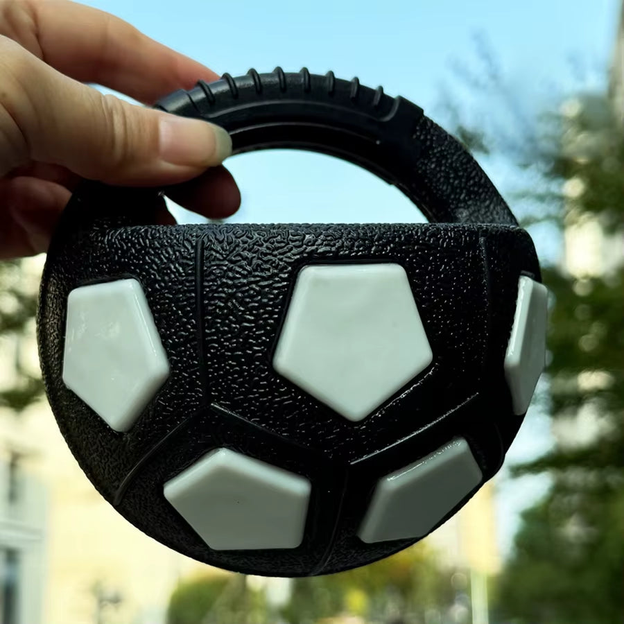 Squeaky Floating Soccer Ball Dog Toy with Handle for Tug of War - Ideal for Small to Large Breeds