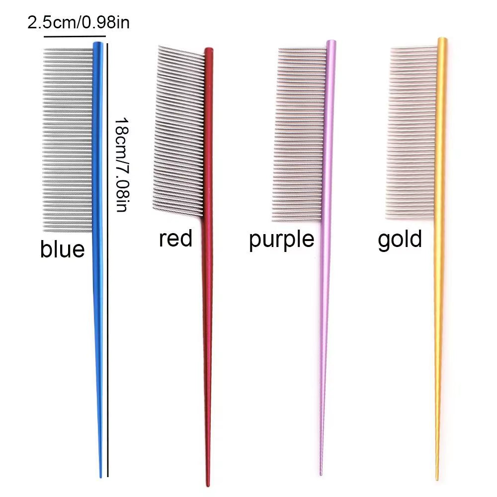 Stainless Steel Pet Flea Comb - Durable and Colorful Dog Grooming Tool with Dense Teeth for Effective Hair Removal