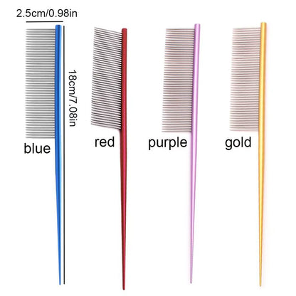 Stainless Steel Pet Flea Comb - Durable and Colorful Dog Grooming Tool with Dense Teeth for Effective Hair Removal