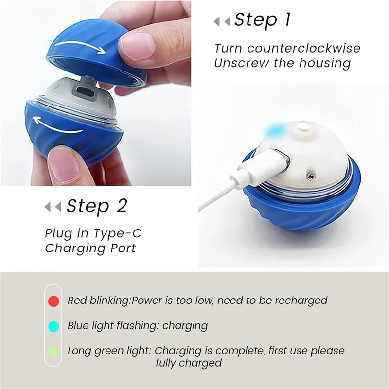 Interactive Electronic Dog Toy Ball - Automatic USB Rechargeable Moving and Bouncing Ball for Puppies and Cats - Ideal Birthday Gift
