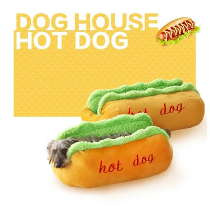 Premium Removable and Washable Soft Fiber Pet Bed Lounger for Dogs and Cats - Hot Dog House Style with Watermelon Design