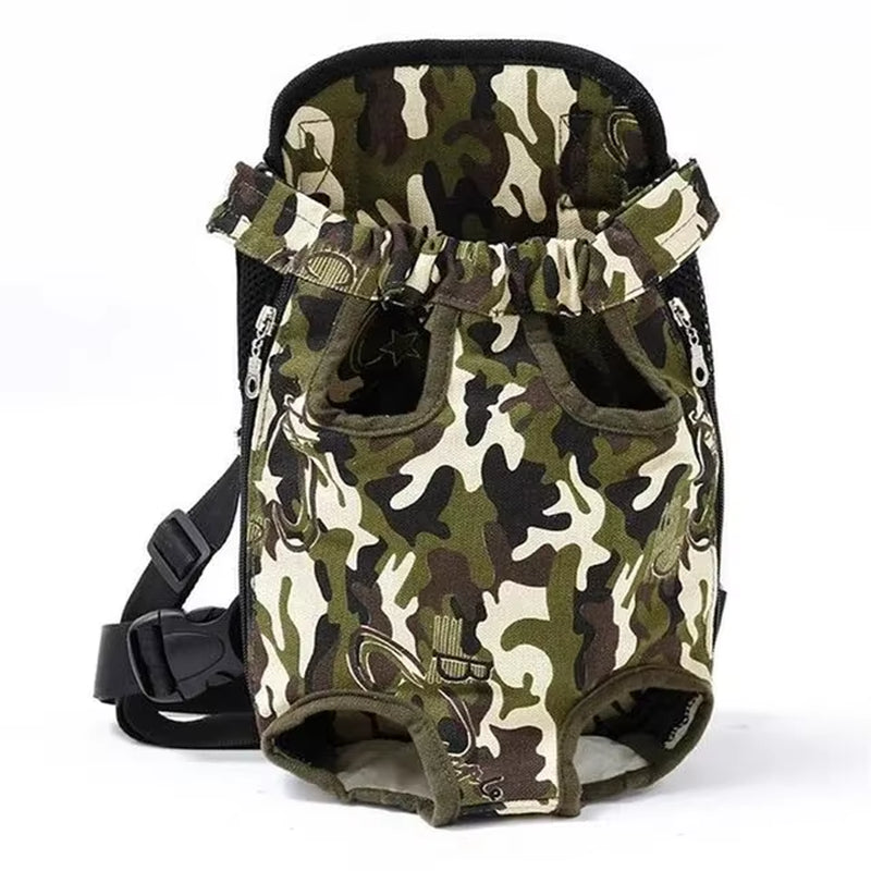 Camouflage Mesh Pet Dog Carrier Backpack - Breathable Outdoor Travel Bag for Small Dogs and Cats