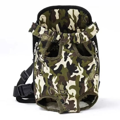 Camouflage Mesh Pet Dog Carrier Backpack - Breathable Outdoor Travel Bag for Small Dogs and Cats