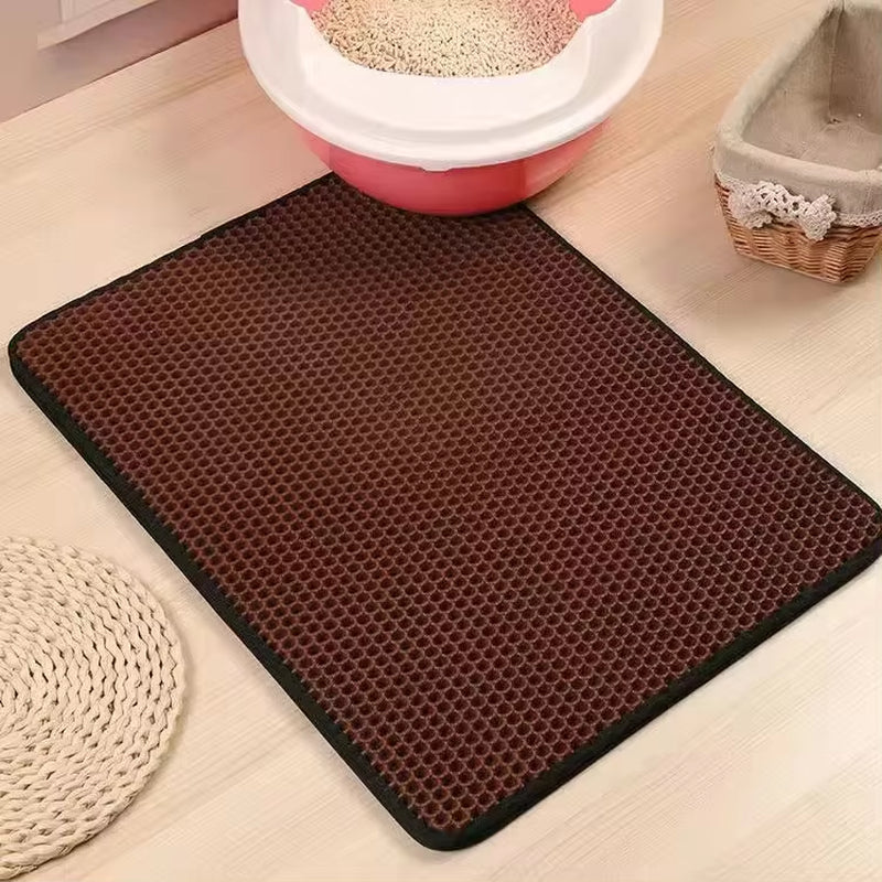 Double Layer Waterproof Cat Litter Mat with Complimentary Gift - Non-Slip Washable Pet Litter Box Pad