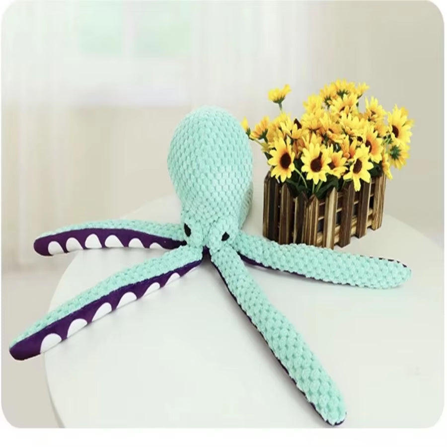 Interactive Plush Octopus Toy for Dogs - Sound-Emitting, Durable Companion for Large and Small Breeds