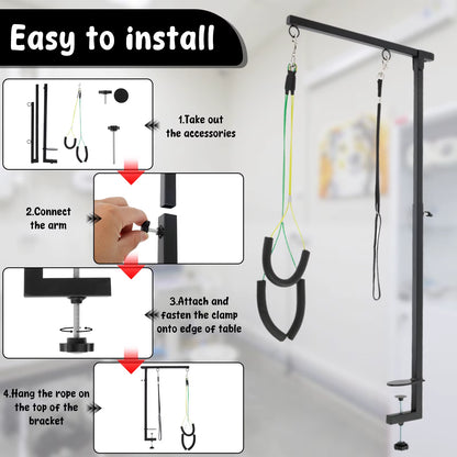 Adjustable Dog Grooming Table Arm with Clamp - Professional Pet Grooming Stand for Nail Clipping and Haircuts