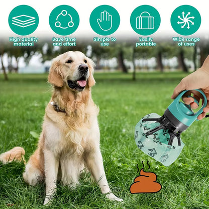 Portable Canine Waste Disposal System with Integrated Waste Bag and Hands-Free Operation