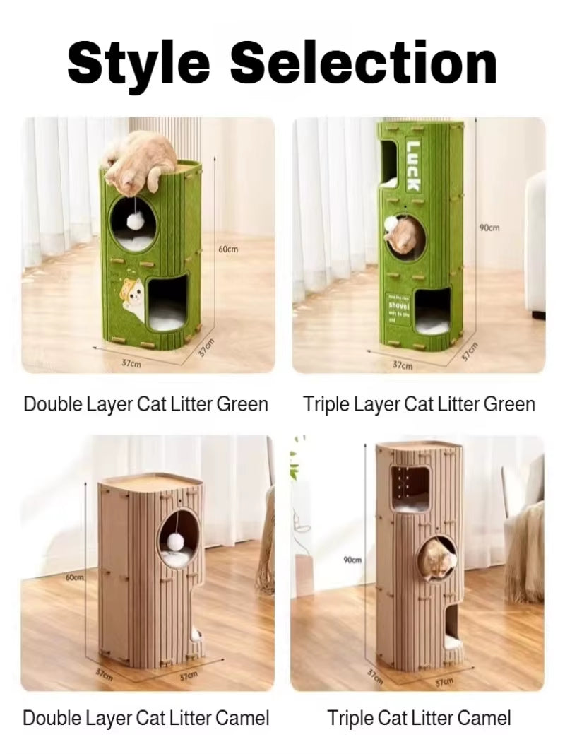 Deluxe Multi-Layer Cat Nest & Climbing Frame with Cozy Enclosed Sleeping Area – Scratch-Resistant & Durable Design for Active Cats