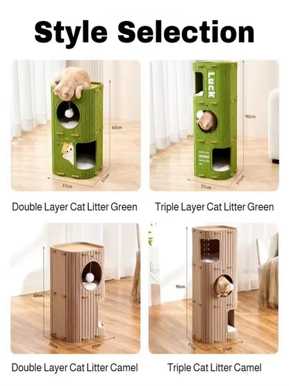 Deluxe Multi-Layer Cat Nest & Climbing Frame with Cozy Enclosed Sleeping Area – Scratch-Resistant & Durable Design for Active Cats