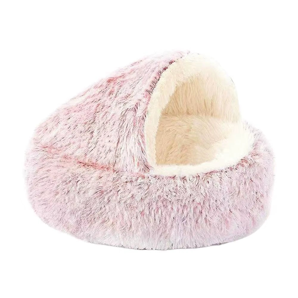 Winter Plush Round Pet Bed - Comfortable Nesting Cushion for Small Dogs and Cats