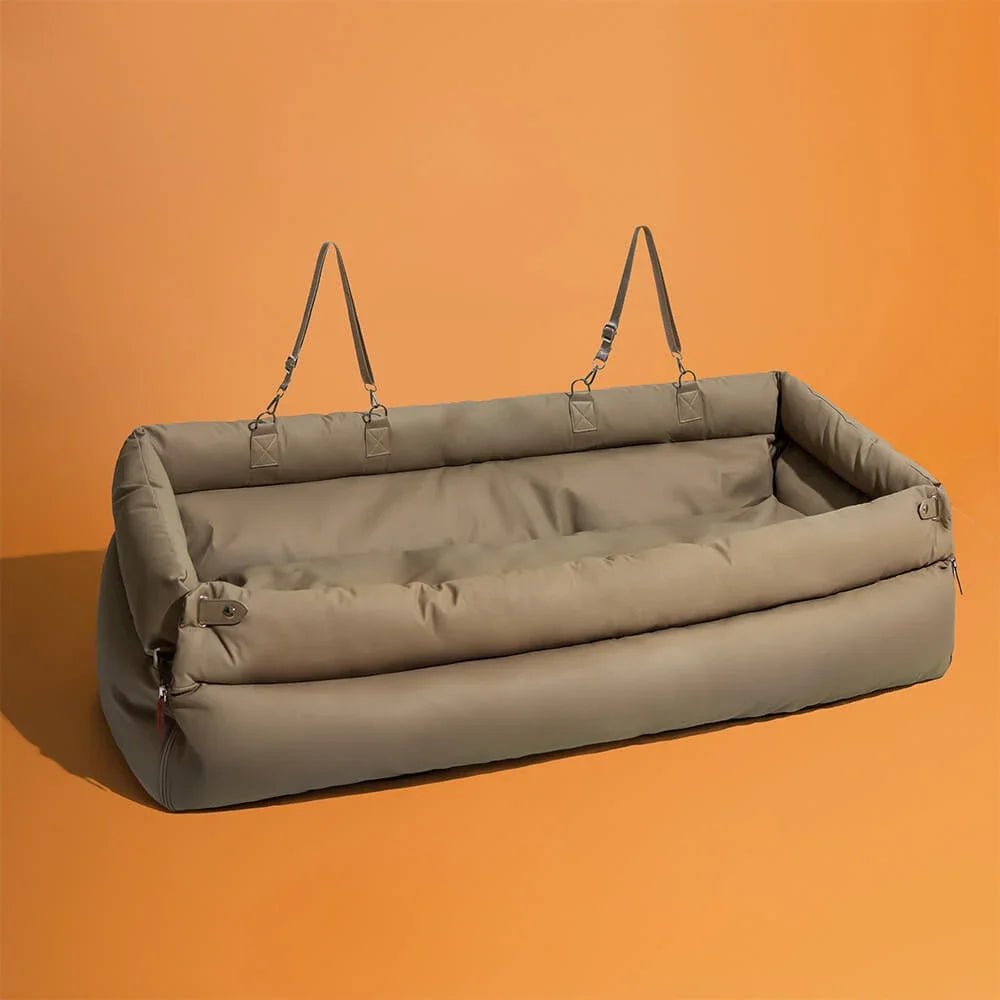Luxury Faux Leather Pet Booster Car Seat for Dogs and Cats - Travel Bed and Car Seat Combo