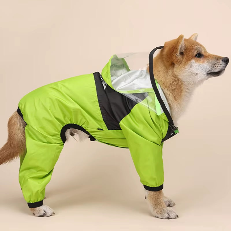 Waterproof Pet Raincoat with Transparent Hood for Dogs and Cats - Jumpsuit Jacket Costume