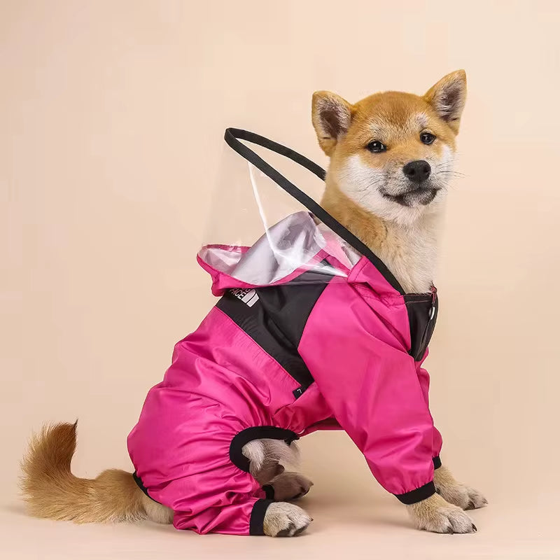 Waterproof Pet Raincoat with Transparent Hood for Dogs and Cats - Jumpsuit Jacket Costume