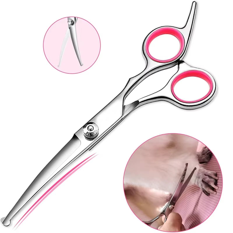 Professional Titanium Coated Dog Grooming Scissors Set with Safety Round Tips for Dogs and Cats