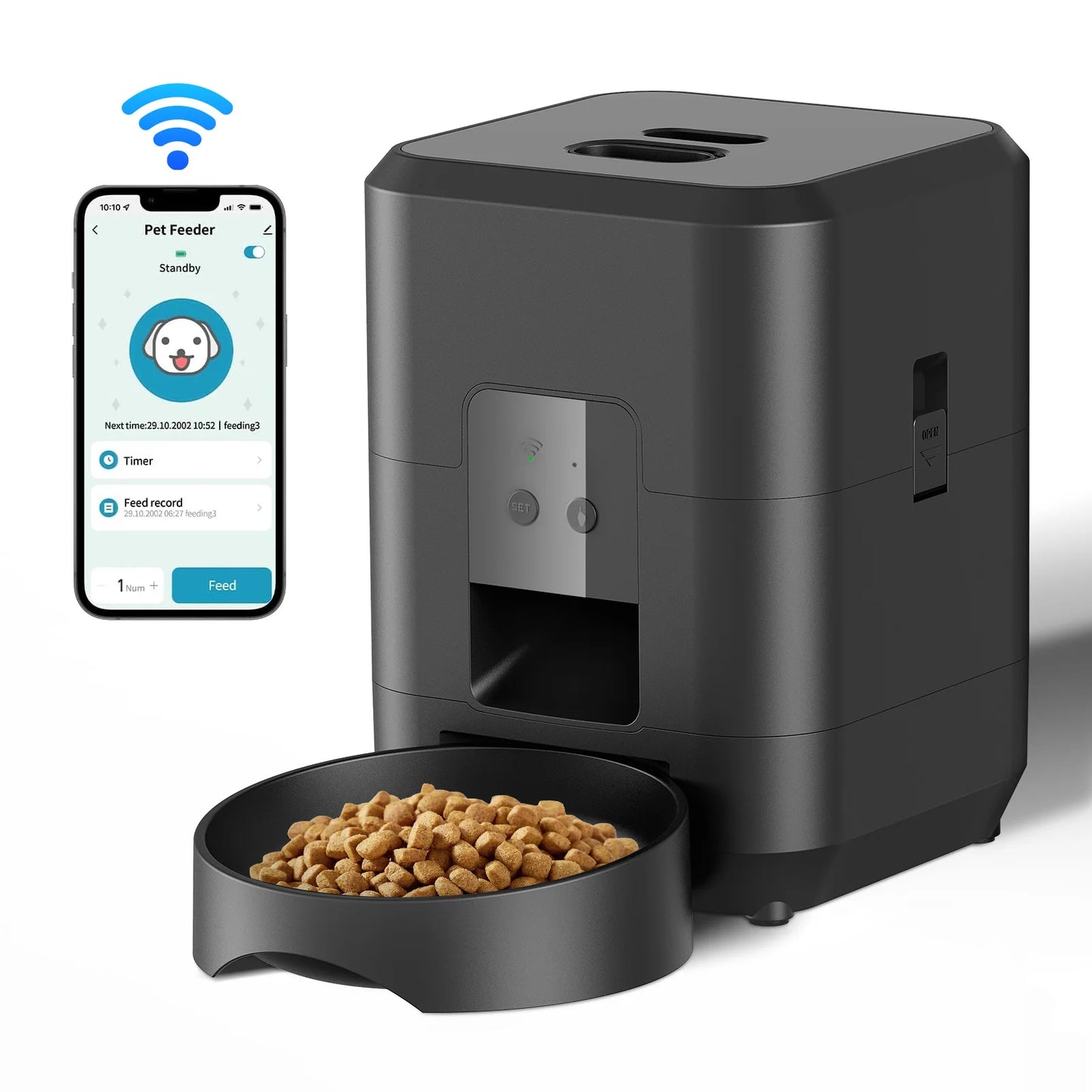 Automatic Smart Pet Feeder for Cats and Dogs - Timed and Quantitative Food Dispenser with Slow Feeding Function