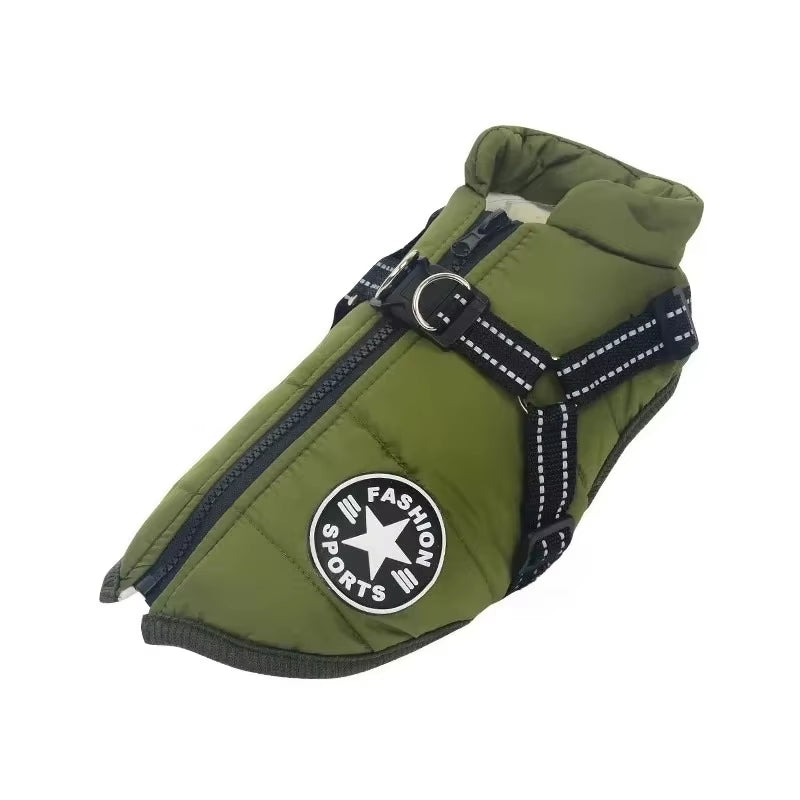 Premium Waterproof Dog Jacket with Integrated Harness - Winter Coat for Large Breeds Including Labrador, Chihuahua, and French Bulldog