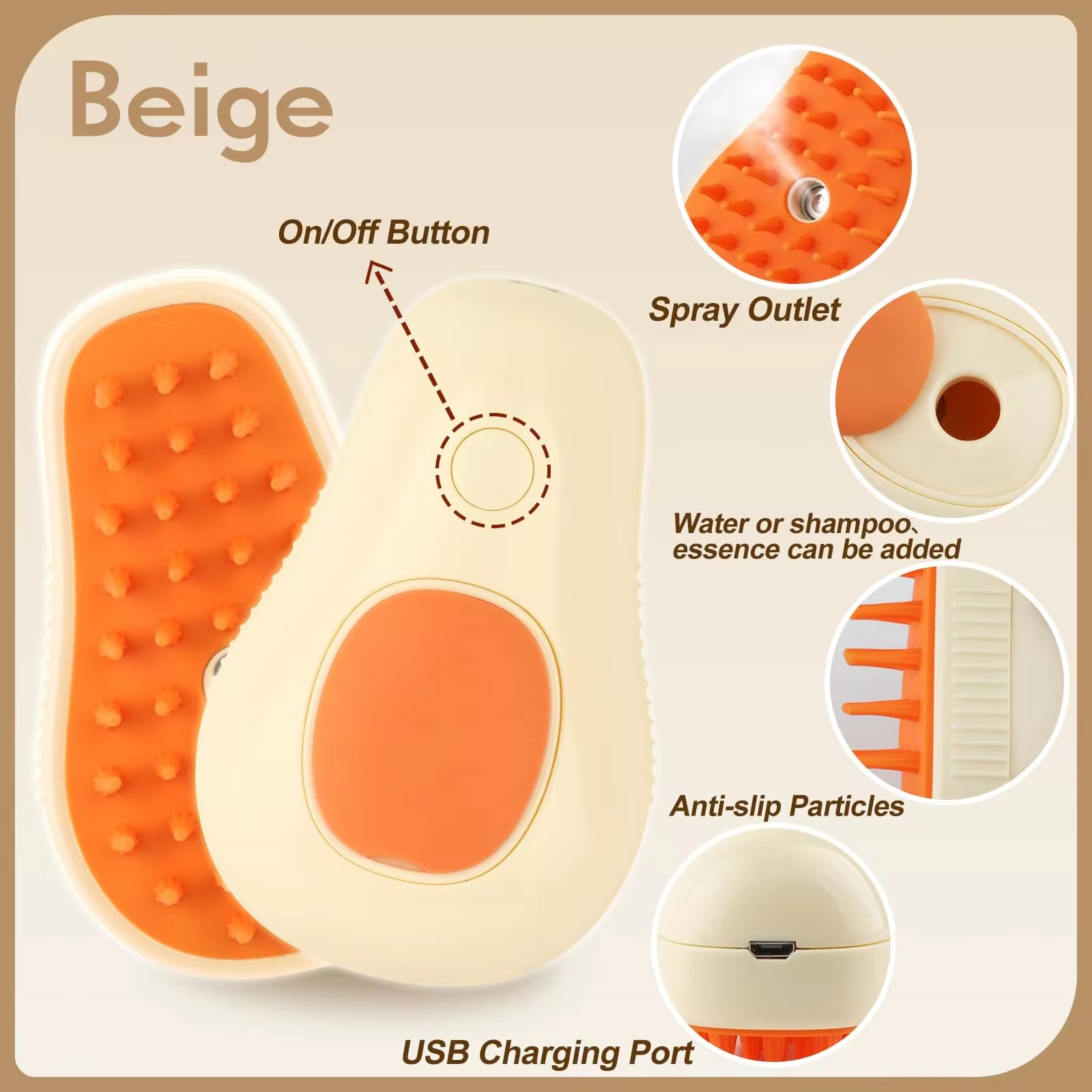 3-in-1 Electric Pet Grooming Brush with Steam Spray for Cats and Dogs - Hair Removal and Massage Comb