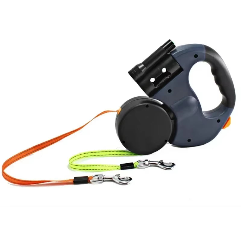 LED Automatic Retractable Dog Leash with Dual-Head Design and Plastic Storage Case - Pet Accessories