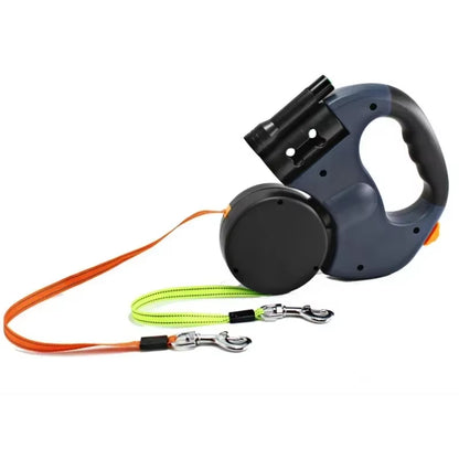 LED Automatic Retractable Dog Leash with Dual-Head Design and Plastic Storage Case - Pet Accessories
