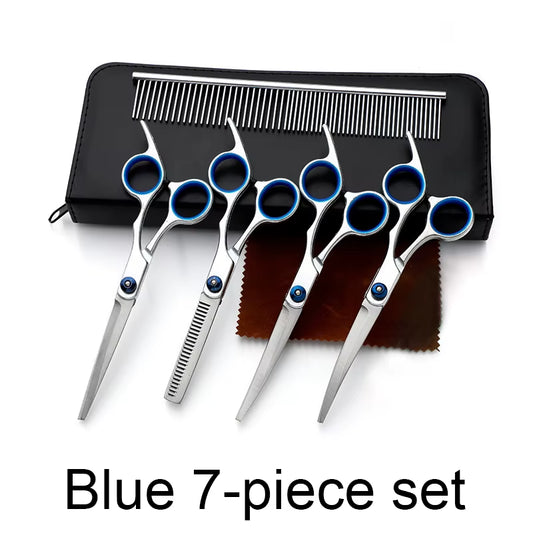 Professional Titanium Coated Dog Grooming Scissors Set with Safety Round Tips for Dogs and Cats
