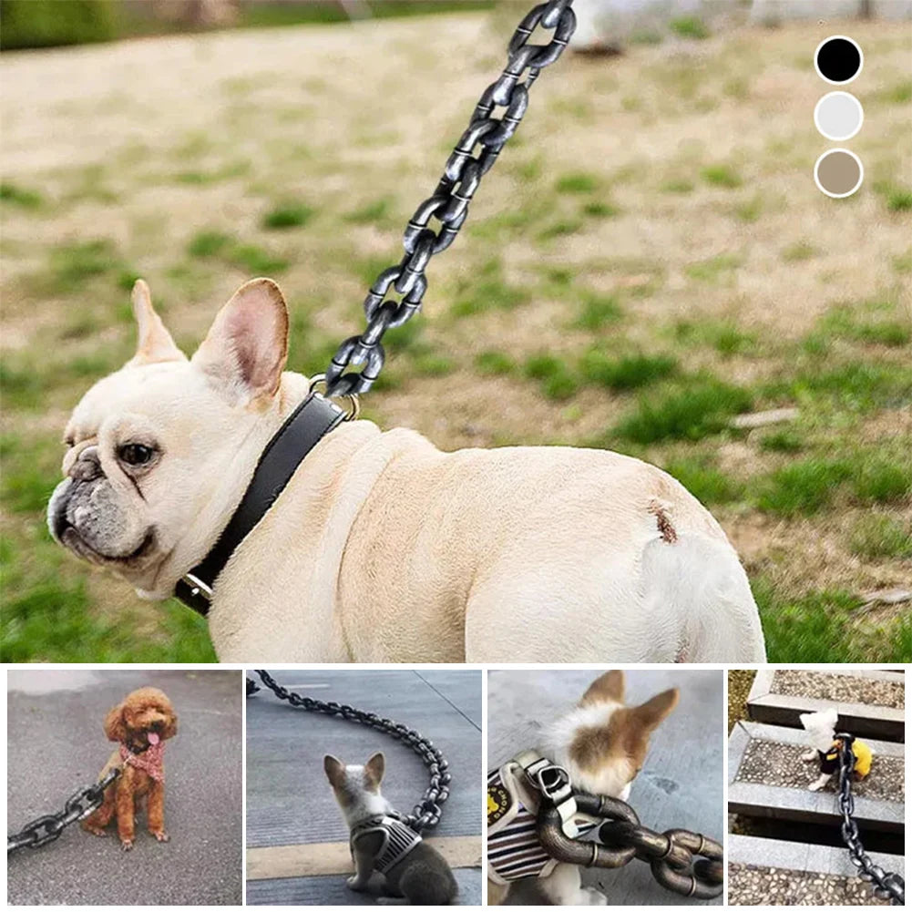 Lifelike Iron Chain Dog Leash for Pets of All Sizes - Durable and Stylish Accessory