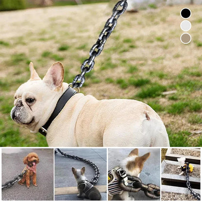 Lifelike Iron Chain Dog Leash for Pets of All Sizes - Durable and Stylish Accessory
