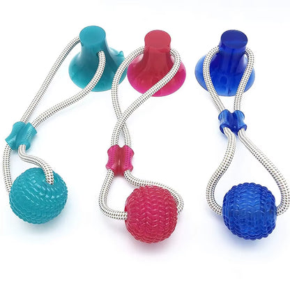 Interactive Suction Cup TPR Ball Dog Toys with Elastic Ropes for Dental Chewing and Cleaning