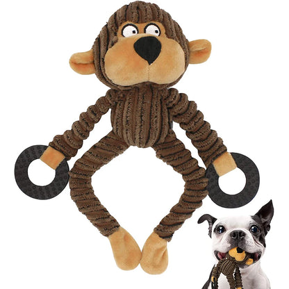 Plush Squeaky Puppy Chew Toys for Teething and Training - Interactive Toys for Small Dogs Featuring Adorable Monkey Design