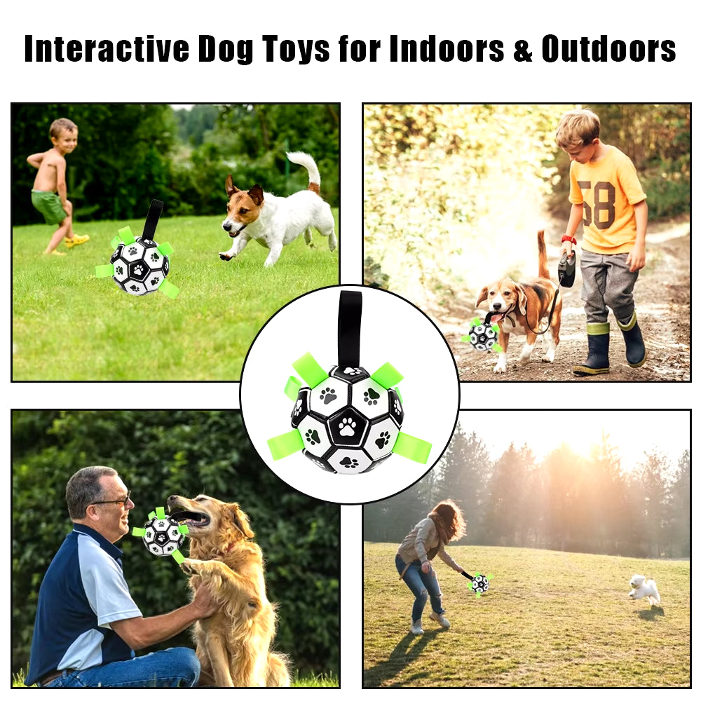 Interactive Dog Football Toys with Grab Tabs - Chew Balls for Outdoor Training and Play, 15cm
