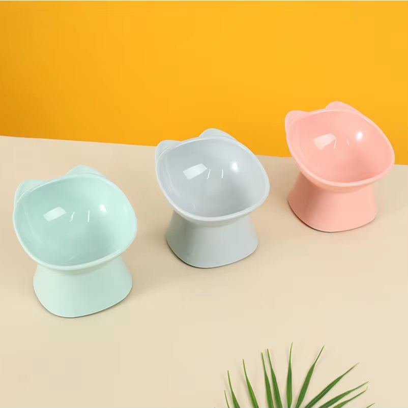Nordic Style Anti-Tip Cat Bowl with Double-Ear Design and Elevated Legs for Feeding and Drinking