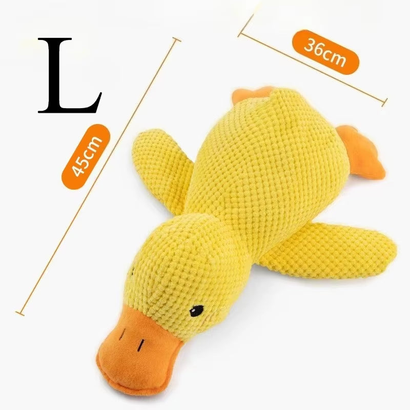 Durable Plush Duck Dog Toy with Quacking Sound - Chew-Resistant Companion for Small and Large Dogs, Promotes Teeth Grinding Relief