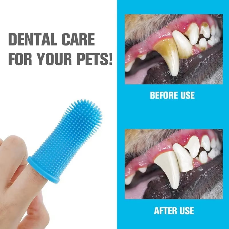 Super Soft Pet Finger Toothbrush for Dogs and Cats - Nontoxic Silicone Dental Care Tool
