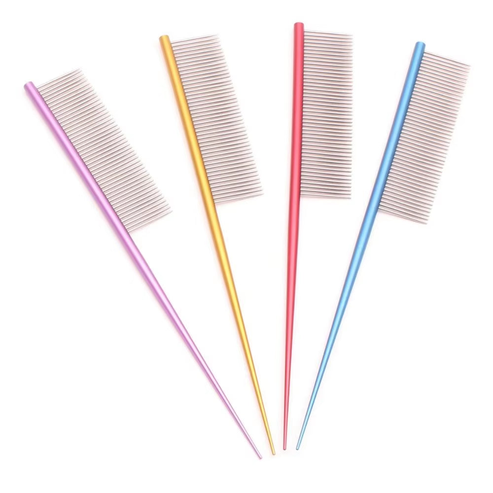 Stainless Steel Pet Flea Comb - Durable and Colorful Dog Grooming Tool with Dense Teeth for Effective Hair Removal