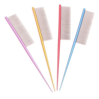 Stainless Steel Pet Flea Comb - Durable and Colorful Dog Grooming Tool with Dense Teeth for Effective Hair Removal