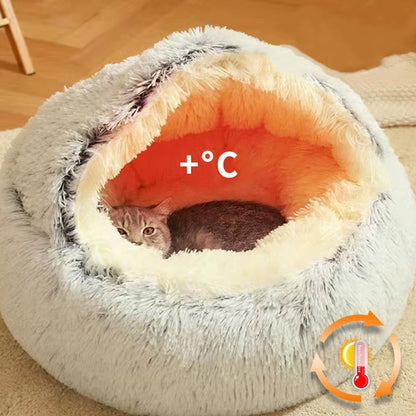 Winter Plush Round Pet Bed - Comfortable Nesting Cushion for Small Dogs and Cats