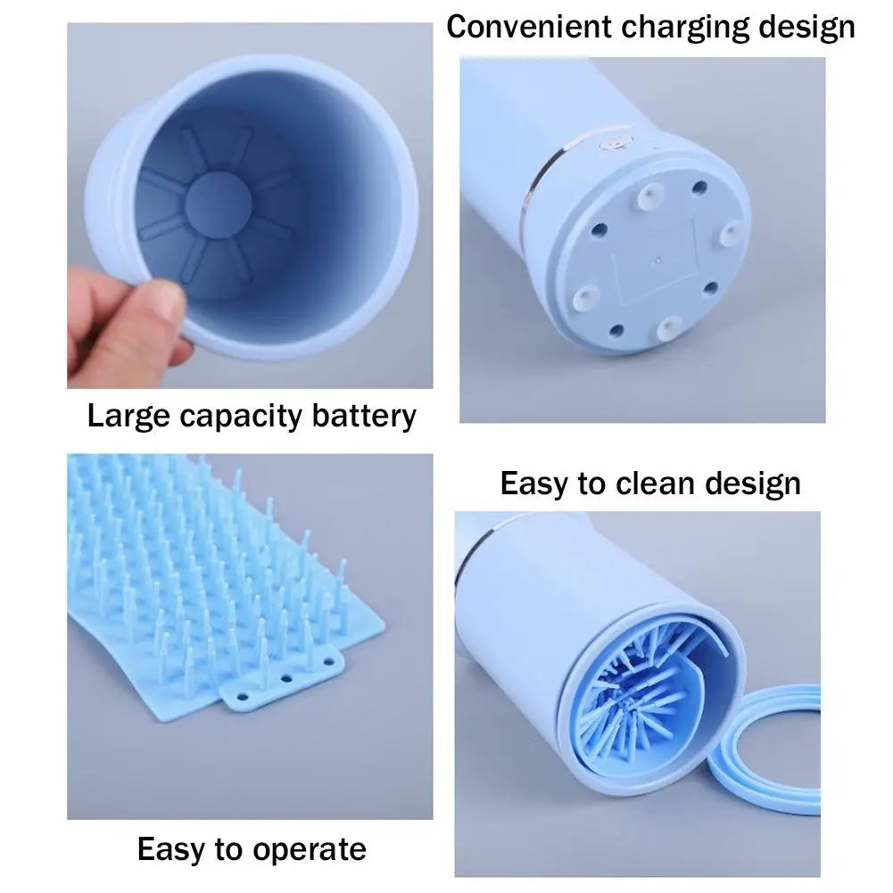 Automatic Portable Dog Paw Washer and Electric Massager for Small to Medium Pets - USB Rechargeable Device