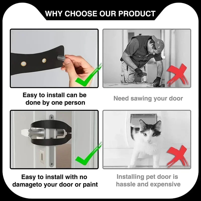 Adjustable Cat Door Holder with Fish-Shaped Design - Versatile Latch Strap Door Stopper for Pets