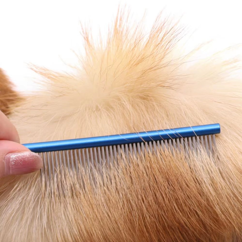 Stainless Steel Pet Flea Comb - Durable and Colorful Dog Grooming Tool with Dense Teeth for Effective Hair Removal
