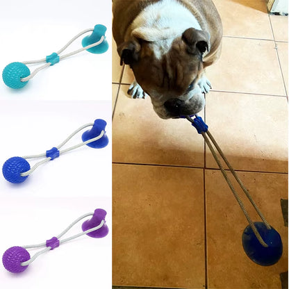 Interactive Suction Cup TPR Ball Dog Toys with Elastic Ropes for Dental Chewing and Cleaning