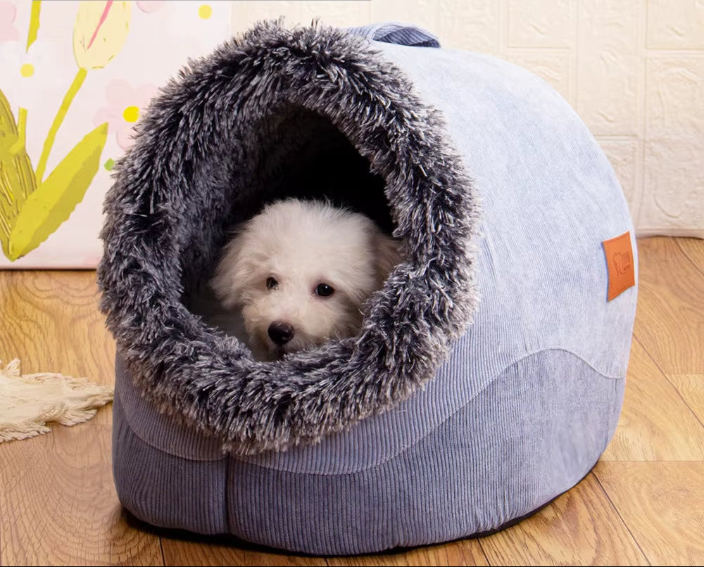 Self-Warming Winter Dog Bed and Cozy Cat Sleeping Tent - Indoor Nest for Small to Medium Pets