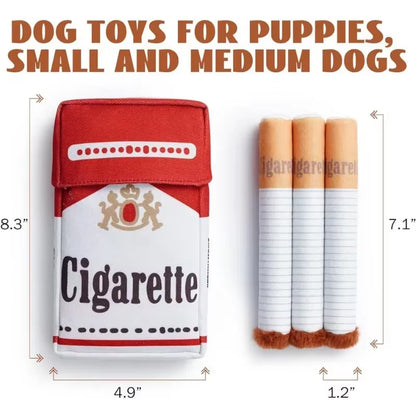 Interactive Plush Chewable Cigarette Case for Dogs - Engaging Squeaky Toy and Dental Aid